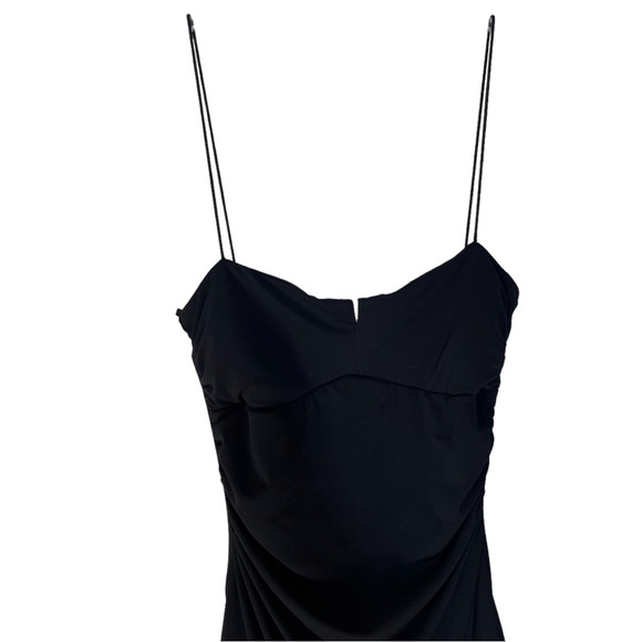 Vintage 90s Cocktail Midi Dress Black Square Neck Spaghetti Strap Size Large - Picture 4 of 10